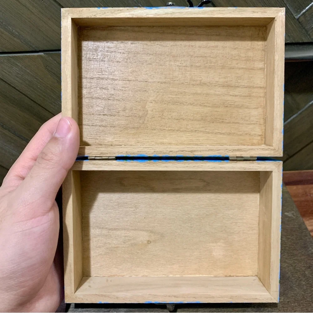 Blooming Rose Blue Wooden Box